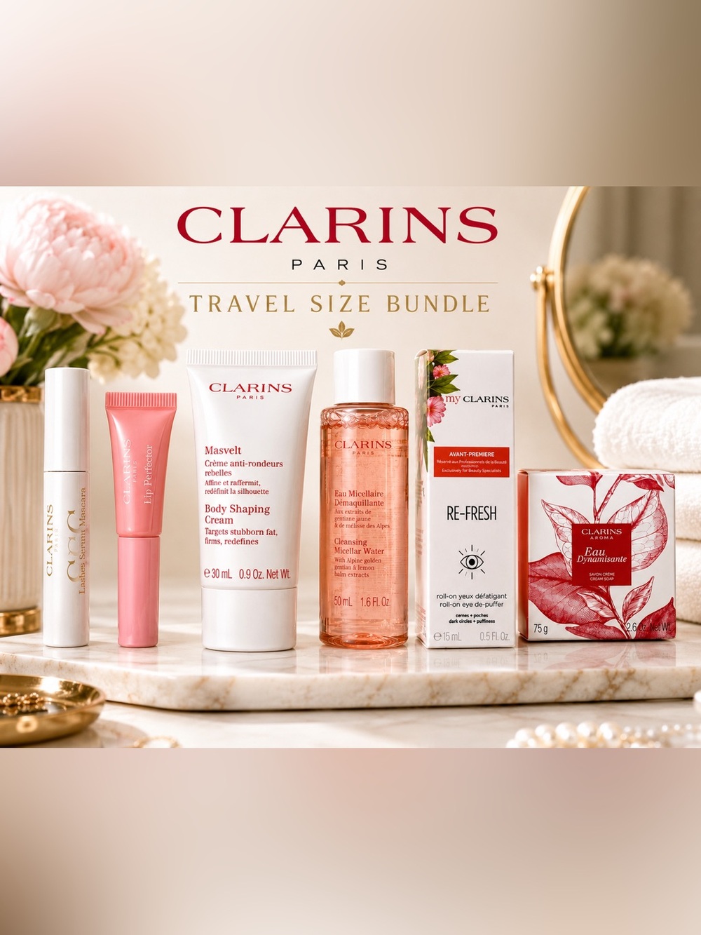 Clarins Travel Size Beauty Gift Set Bundle | 6 Pieces | New